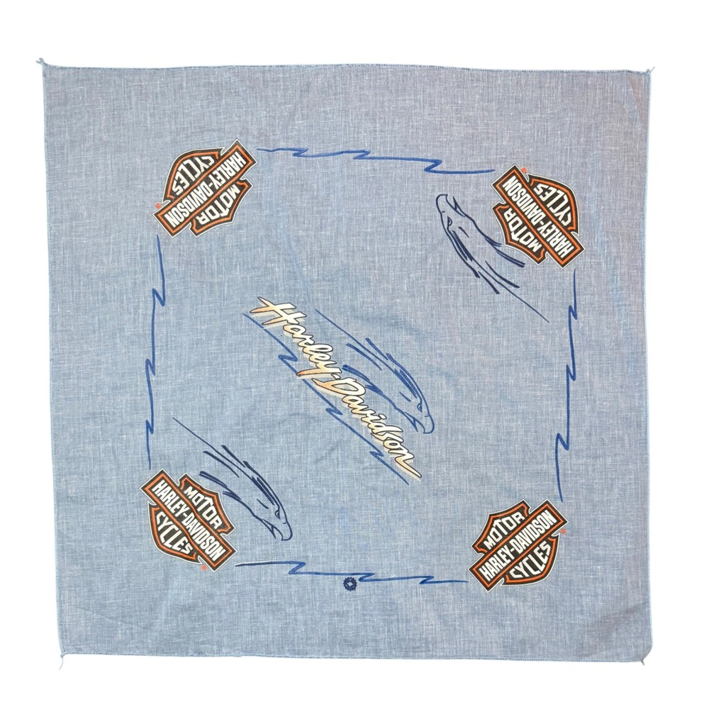 Harley Davidson Eagle Logo Bandana OS Blue Chambray Biker Scarf